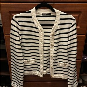 Maje Black and White Striped Cardigan Jacket